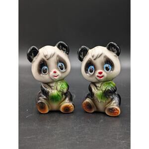 Vintage MCM Anthropomorphic Panda Salt & Pepper Shakers Made in Japan